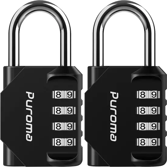 2 Pack Combination Lock 4Digit Locker Lock Outdoor Padlock for School Gym(Black)