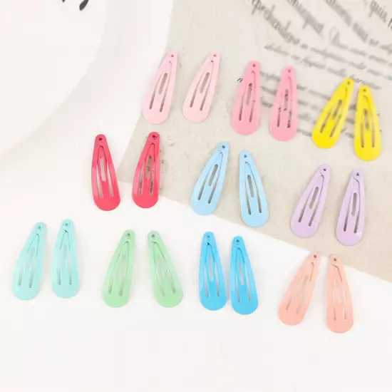 50X Women Girls Kids Hair Clips metal Snap Slides Close Hairpin 3cm Mini Clip C