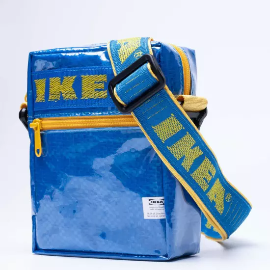 Upcycled ikea frakta blue bag all handmade shoulder bag