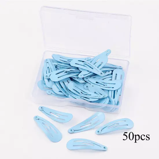 50X Women Girls Kids Hair Clips metal Snap Slides Close Hairpin 3cm Mini Clip C