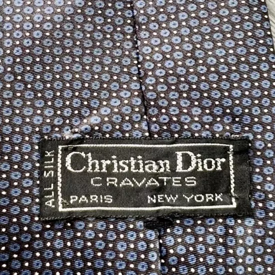 Vintage Christian Dior Tie Necktie Silk Cravates Blue And Brown