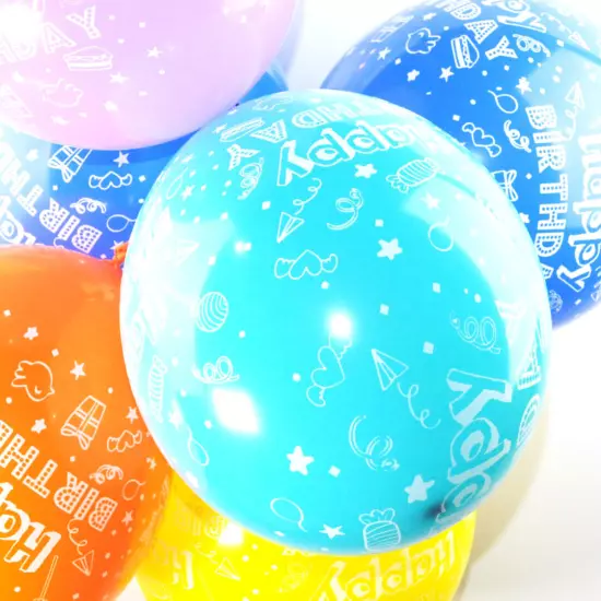 Happy Birthday Multicoloured 12-inch Latex Party Balloons Pack of 10 (Design 14)