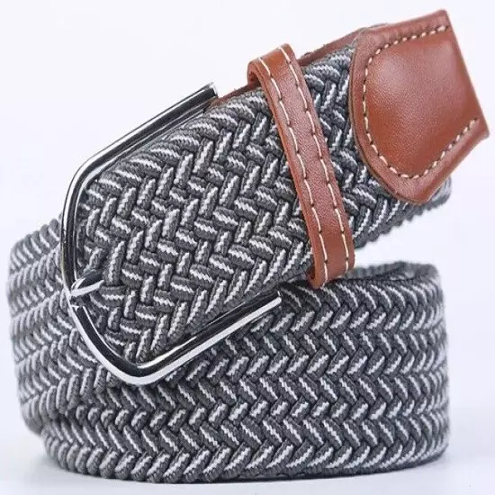 Mens Womens Belt Unisex Braided Elastic Stretch Fabric Enduring Woven Many Sizes