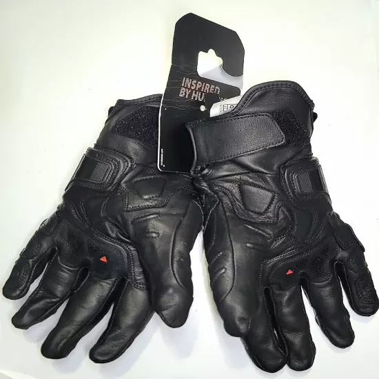 Dainese 4 Stroke 2 Leather Armored Metal Knuckle Motocycle Gloves Blk L NEW Read