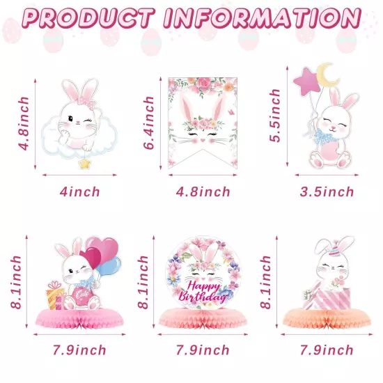 26 Pcs Easter Bunny Birthday Party Decorations Kit Bunny Party Supplies Bunny...