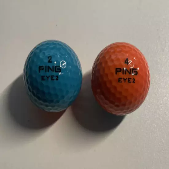 Ping Eye 2 Vintage Golf Balls - Pair - Teal Orange Two Tone - Very Rare!