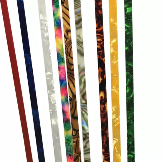 10pcs/lot 5mm x 1000mm 0.46mm Celluloid Strips Binding Purfling Edging 12 Colors