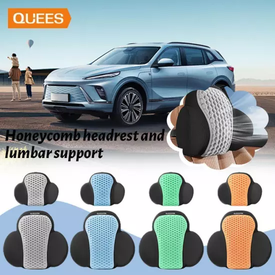 QUEES Joe's Auto Products 24 Years Honeycomb Headrest Lumbar √φ Support C1W9