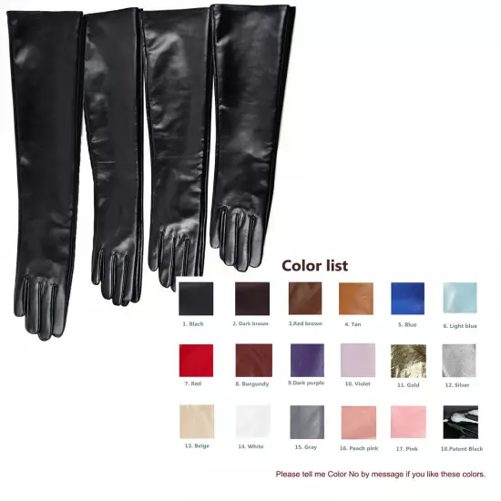 Custom made 30cm to 80cm long plain style evening real leather gloves 18 colors