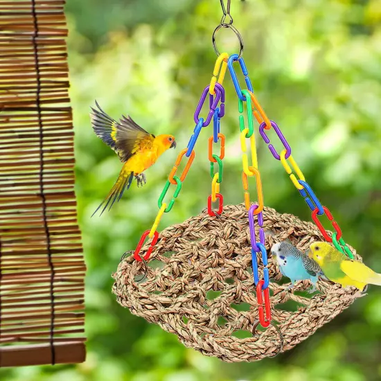 Pet Bird Hanging Toy Parrot Parakeet Budgie Cockatiel Cage Hammock Swing Toy