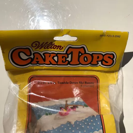 Rare Vintage Wilton Cake Cupcake Toppers Tumble Down Ski Bunny