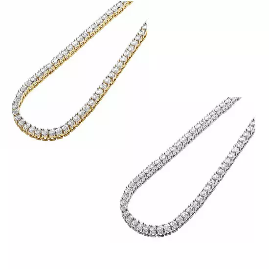 Single Row Illusion Set 1.25 CT Diamond Tennis Chain Necklace Yellow/White Go...