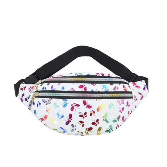 Butterfly Printed Waist Bag Women Fanny Pack Colorful Girls Bum Bag Travel Kids