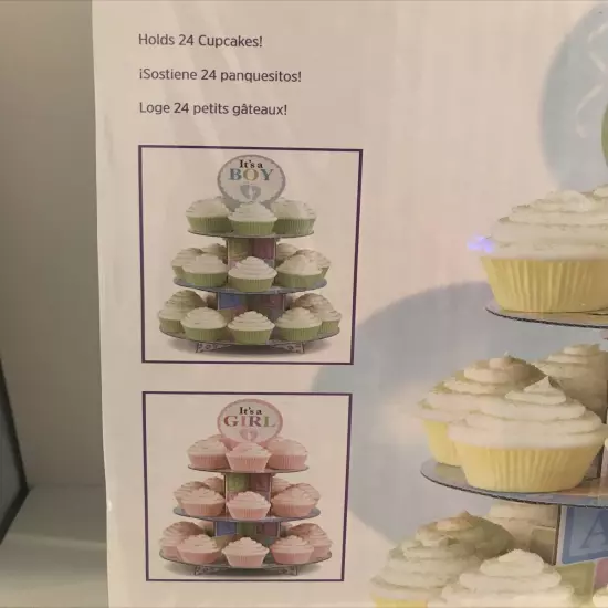 NEW 2 PACK- Wilton Baby Shower Cupcake Stand for Boy or Girl Holds 48 Cupcakes