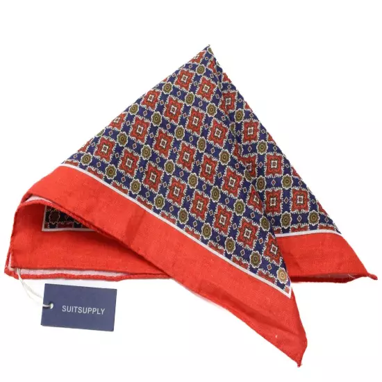 SUITSUPPLY Pocket Graphic Red Handkerchief Men's ONE SIZE Linen Formal