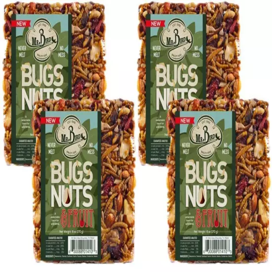 Mr. Bird Bugs, Nuts, Fruit Small Wild Bird Seed Cake 6 oz. pack of 4