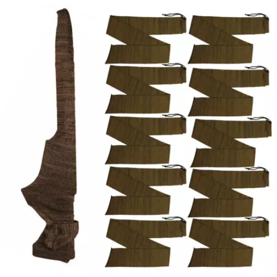 10pcs Brown 54" Gun Sock Hunting Sleeve Silicone Treated Rifle Shotgun Storage