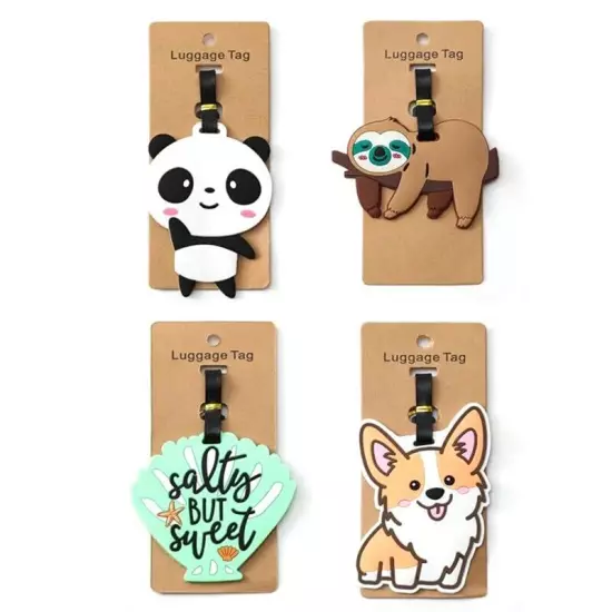 4pcs Luggage Tag Travel Baggage Suitcase Identity Address Name Label Cards H5K9