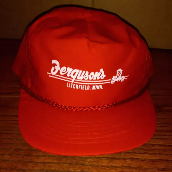 Vintage Ferguson's Litchfield Cars Trucker Red White Snapback Adjustable