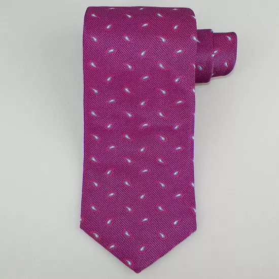 DAVID DONAHUE Mens Magenta Blue PAISLEY Self-tipped Handmade Woven Silk Tie NWT