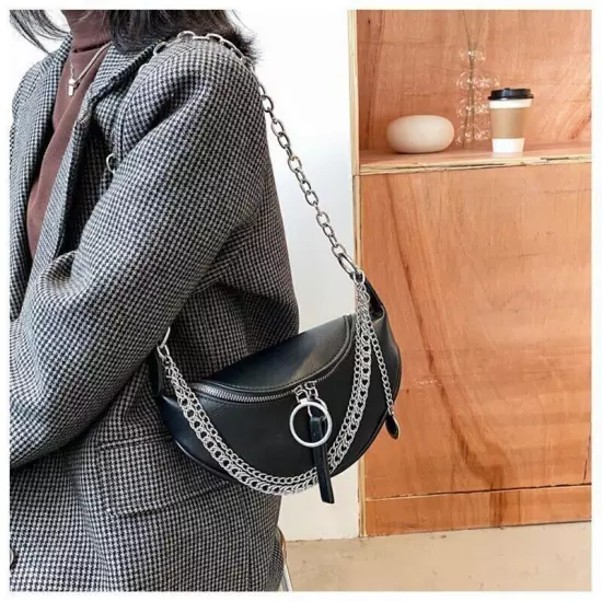 Chain Waist Belt Bag Women Leather Crossbody Fashion Phone Pack Purse Ladies 