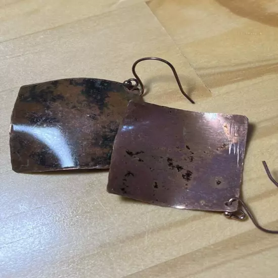 Abstract Handcrafted Copper Earring with Original Patina