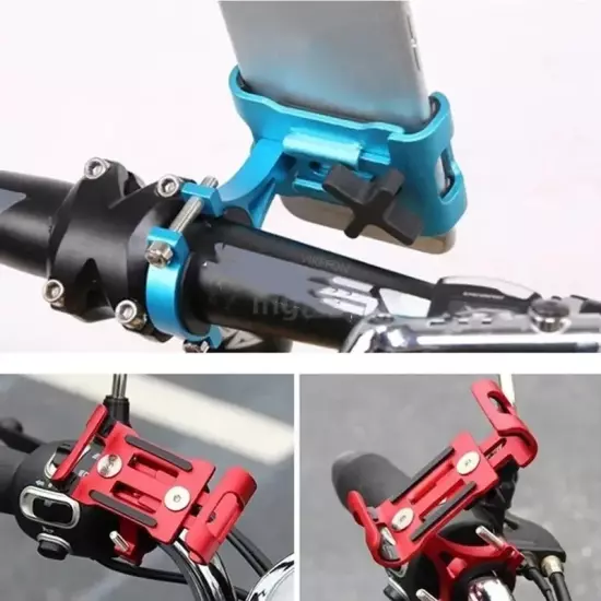 Metal Motorcycle Bike Phone Holder Aluminum Alloy Anti-Slip Bracket GPS Clip Bi