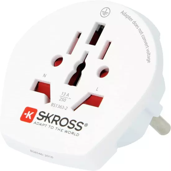 World to Europe Country Travel Adaptor, White