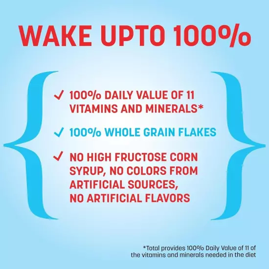 Total Breakfast Cereal, 100% Daily Value of 11 Vitamins & Minerals, Whole Grain