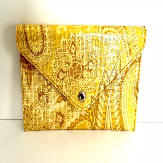 Etro NWT Yellow Etro Print Coated Fabric Envelope Clutch Bag Pouch Retail $390