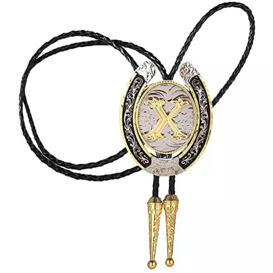 Bolo Tie for Men- Golden Initial Letter A to Z Western Cowboy Bolo Tie for Women