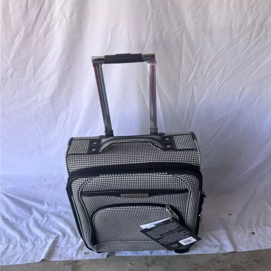 New London Fog Oxford III Black White Spinner Carry On 20" Luggage