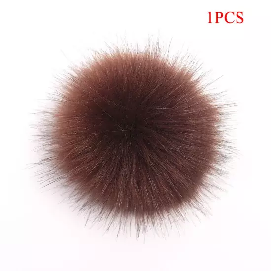 Fluffy Faux Fox Fur Pompom 8cm Pom Poms Ball with Dark Buckle DIY for Hat Bags"