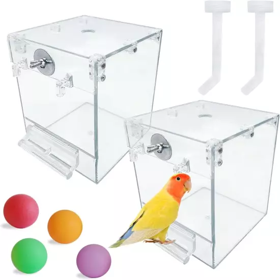 PINVNBY Bird Bath Box for Cage,Transparent 4.9 x 5.0 x 6.4 inch, Transparent 