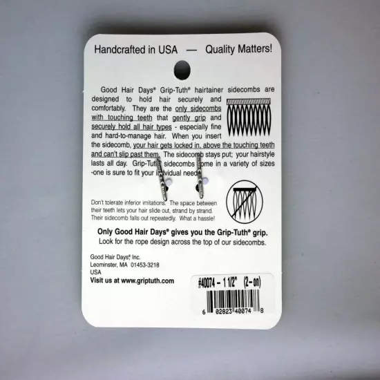 The Original Grip-Tuth® Good Hair Days Tuck Side Combs Made in USA Mix&Match