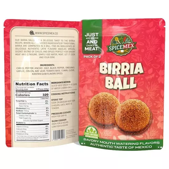 Authentic Birria Bombs Seasoning Spice Ball Flavor the Taste of Mexico 2 Pack