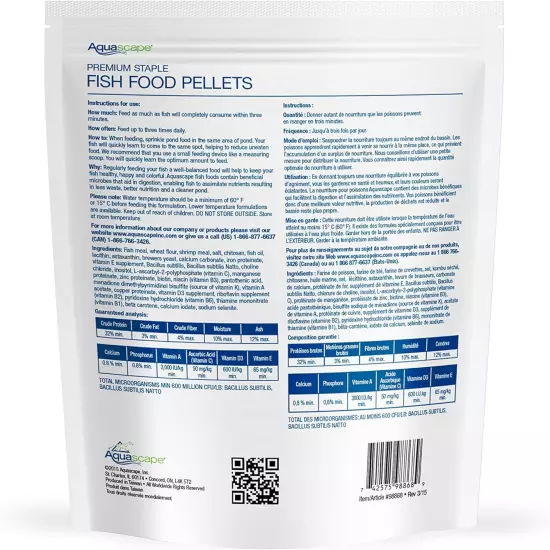 Aquascape Premium Staple Fish Food Pellets for Small to Medium Pond Fish, Medium