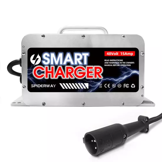 15 AMP 48 Volt Golf Cart battery Charger for Club Car Golf Cart 3-Pin Round Plug