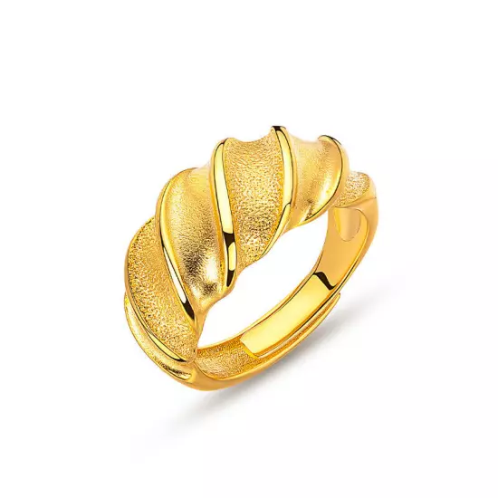 Fashion Cool 24L Yellow Gold Plated Big Waterwave Wide Adjustable Rings for Men