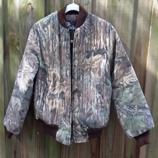 VINTAGE REALTREE CAMO CAMP HUNTING QUILTED JACKET YOUTH CHILD SZ. 6-8? ZIP FRONT