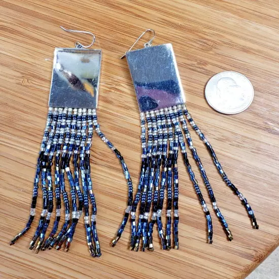 nOir Jewelry Silver Beaded Dangle Earrings Statement