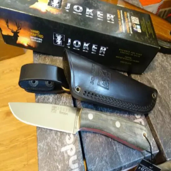 JOKER 9" BUSHCRAFT SURVIVAL KNIFE MONTANERO HANDLE MICARTA BLADE SANDVIK 14C28N