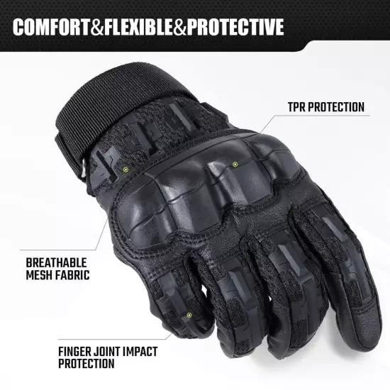 WTACTFUL Rubber Guard Tactical Gloves for Men Touchscreen Airsoft Motorcycle ...