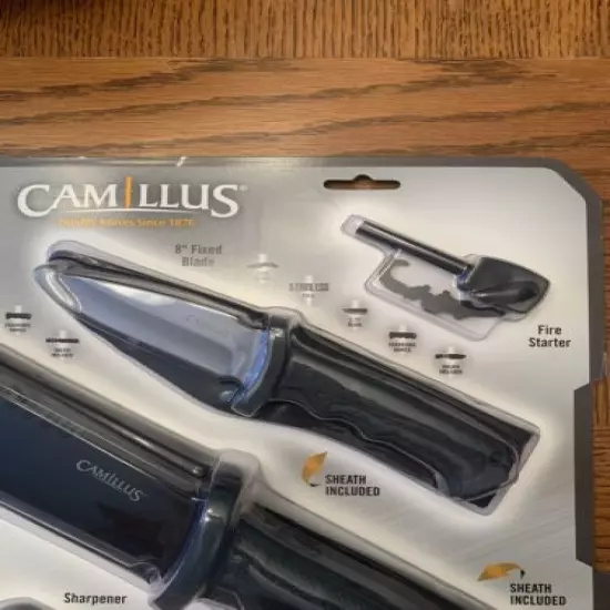 CAMILLUS SURVIVAL ADVENTURE PACK 2 KNIFES, BLADE SHARPENER, FIRE STARTER SS WELL