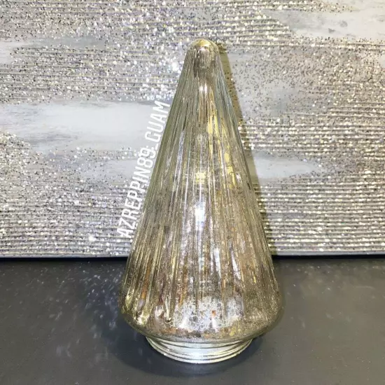 7.8" Ganz Lit Glam Mercury Glass Light Up Christmas Cone Tree Table Lamp Decor