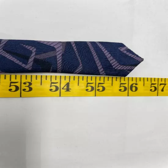 Bachrach Blue Purple Geometric Abstract Necktie Silk Tie 3.2" x 56"