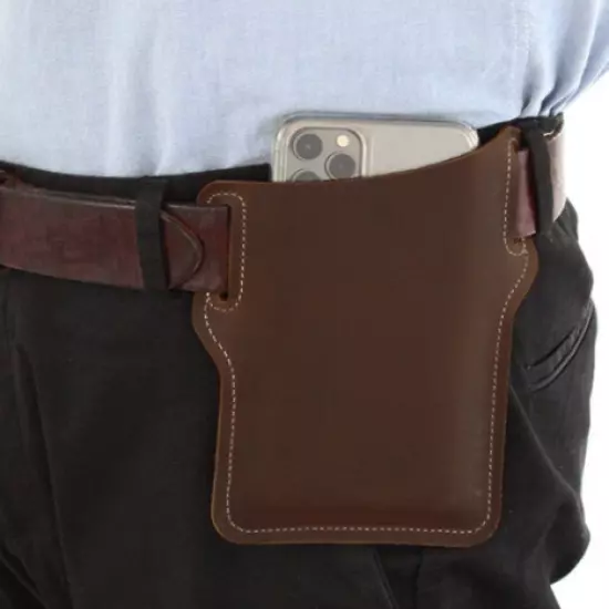 Men waist Bag belt pack outdoor phone case tool Holder Cow Leather brown H20