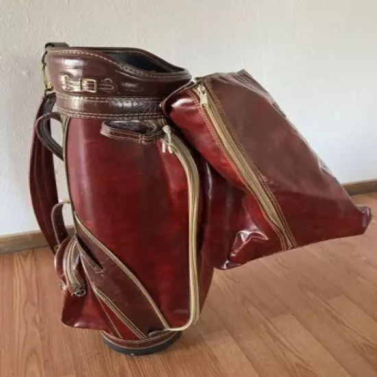 Vintage titleist golf bag vinyl leather & croc burgundy 