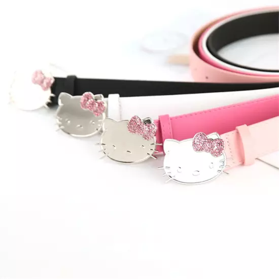 105cm Hello Kitty Belt Pink Rhinestone Sanrio Girly Cartoon Pu Leather Belt