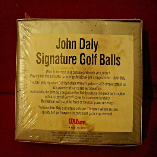 WILSON LIMITED EDITION JOHN DALY NEW SEALED IN BOX 12 LONG DISTANCE GOLF BALLS